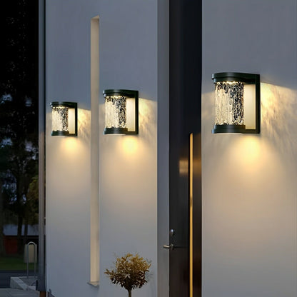 Modern Waterproof Stainless Steel Water Glass Outdoor LED Porch Wall Lights