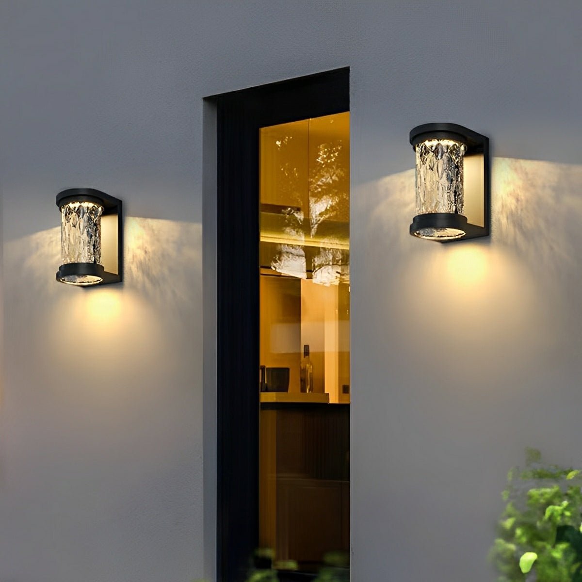 Modern Waterproof Stainless Steel Water Glass Outdoor LED Porch Wall Lights