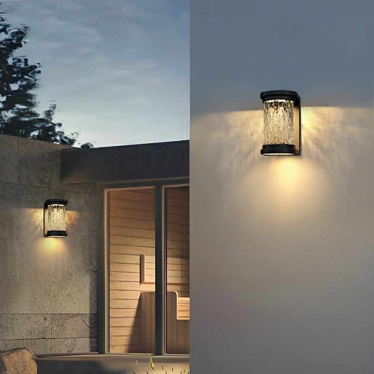 Modern Waterproof Stainless Steel Water Glass Outdoor LED Porch Wall Lights