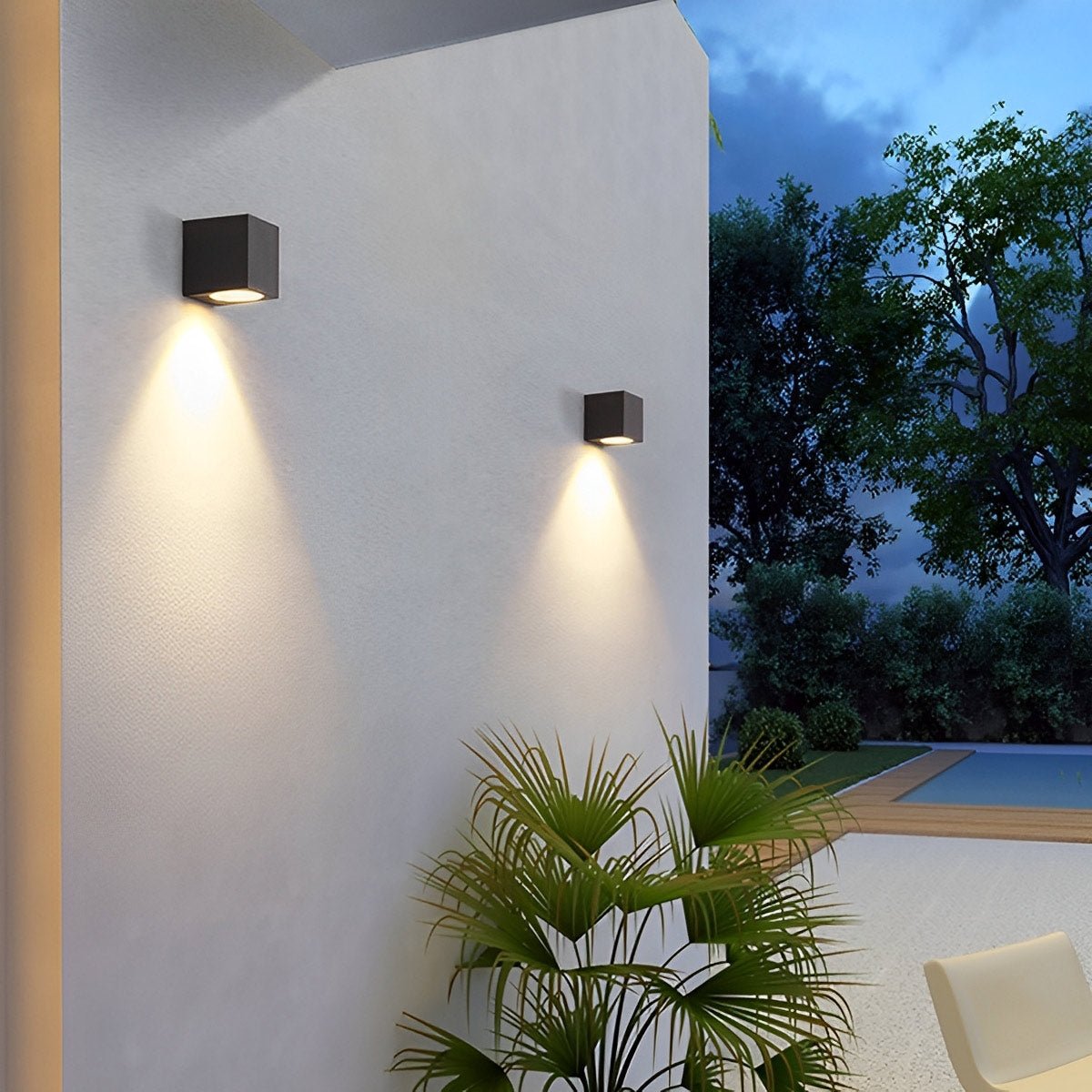 Modern Square Outdoor Waterproof Wall Washer Double Light
