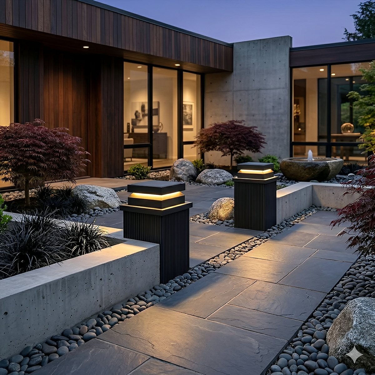 Modern Square Waterproof Black Outdoor Post Lights