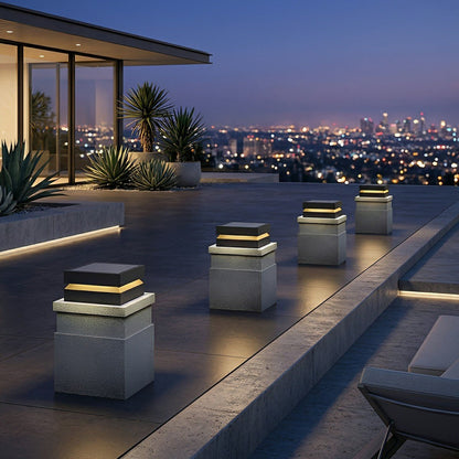 Modern Square Waterproof Black Outdoor Post Lights