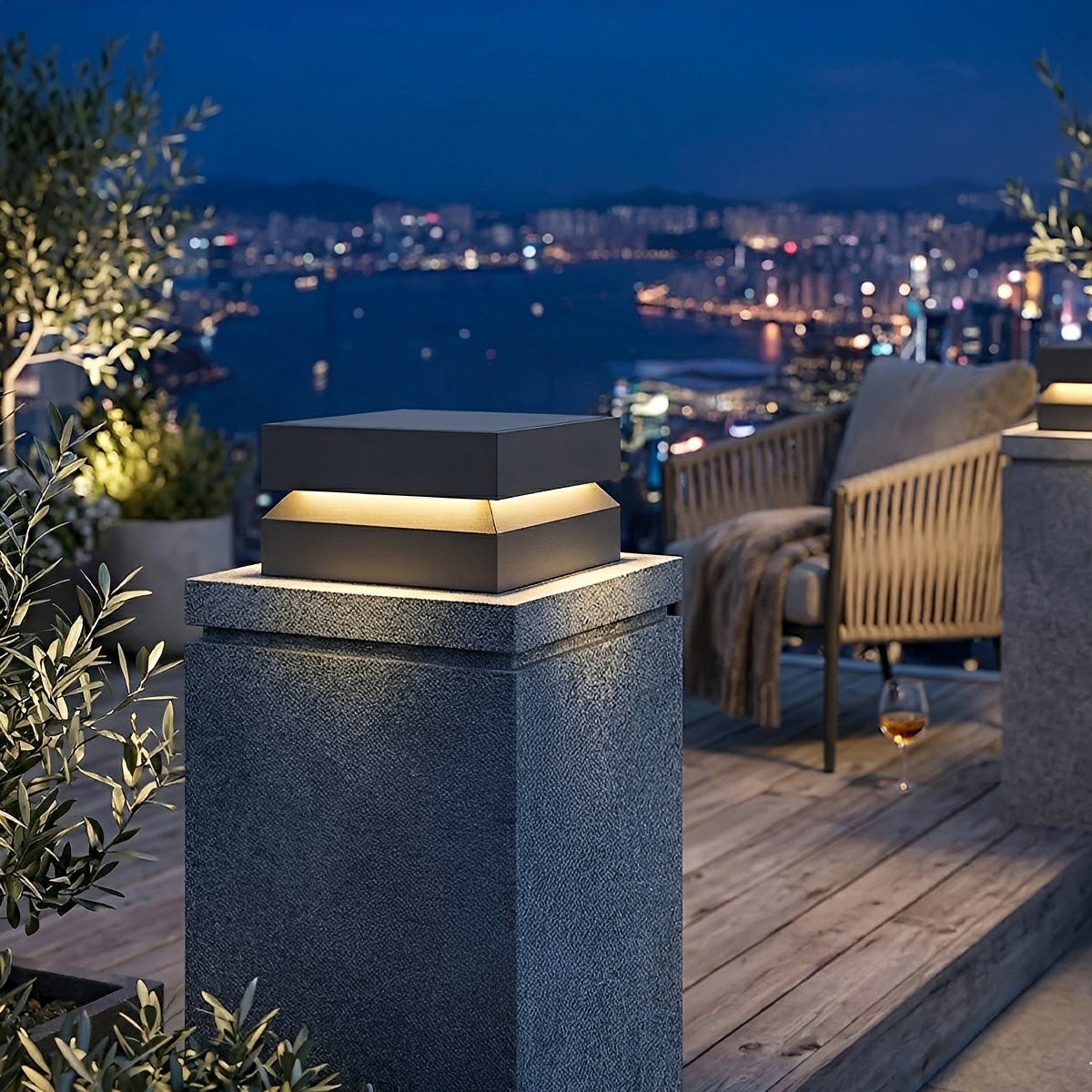 Modern Square Waterproof Black Outdoor Post Lights