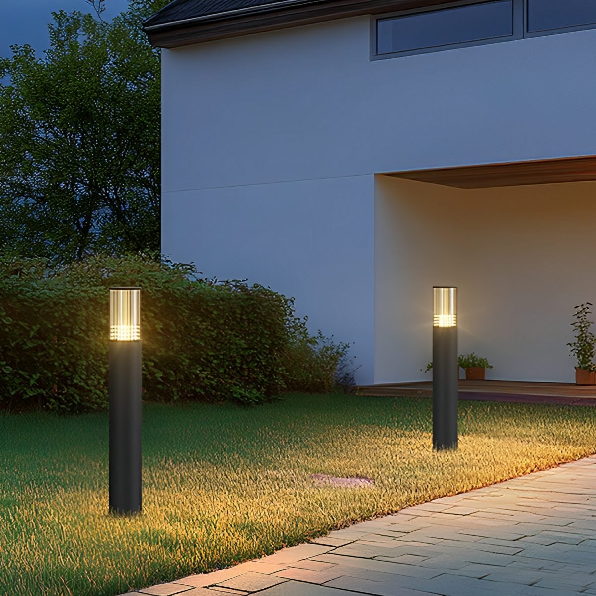 Modern Waterproof Cylinder Outdoor Garden LED Lawn Pillar Lights