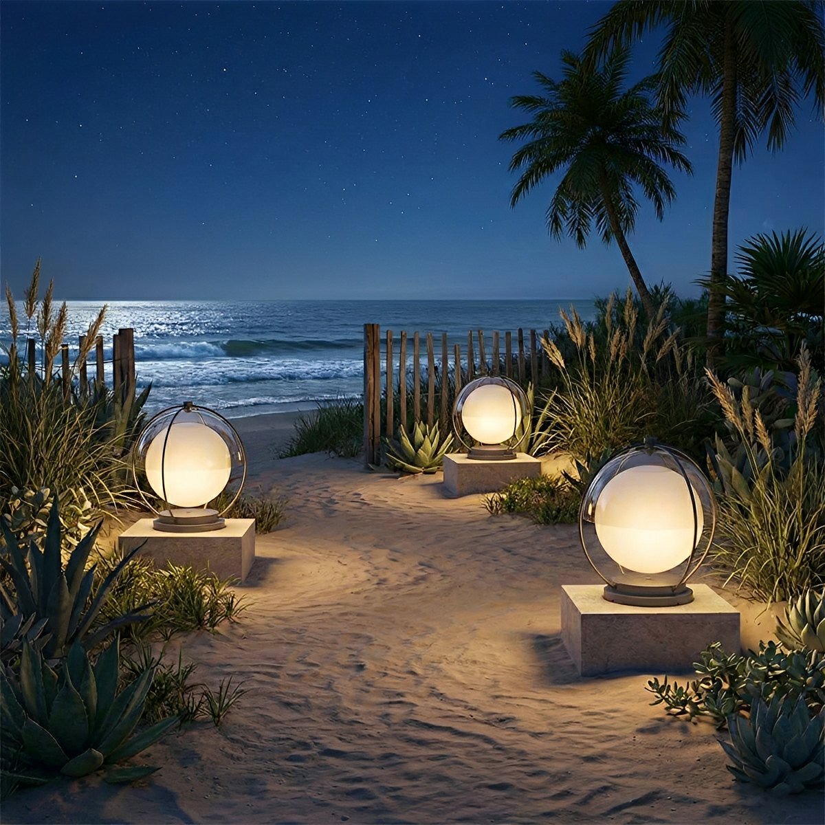 Modern Waterproof Globe Planet LED Outdoor Post Lights