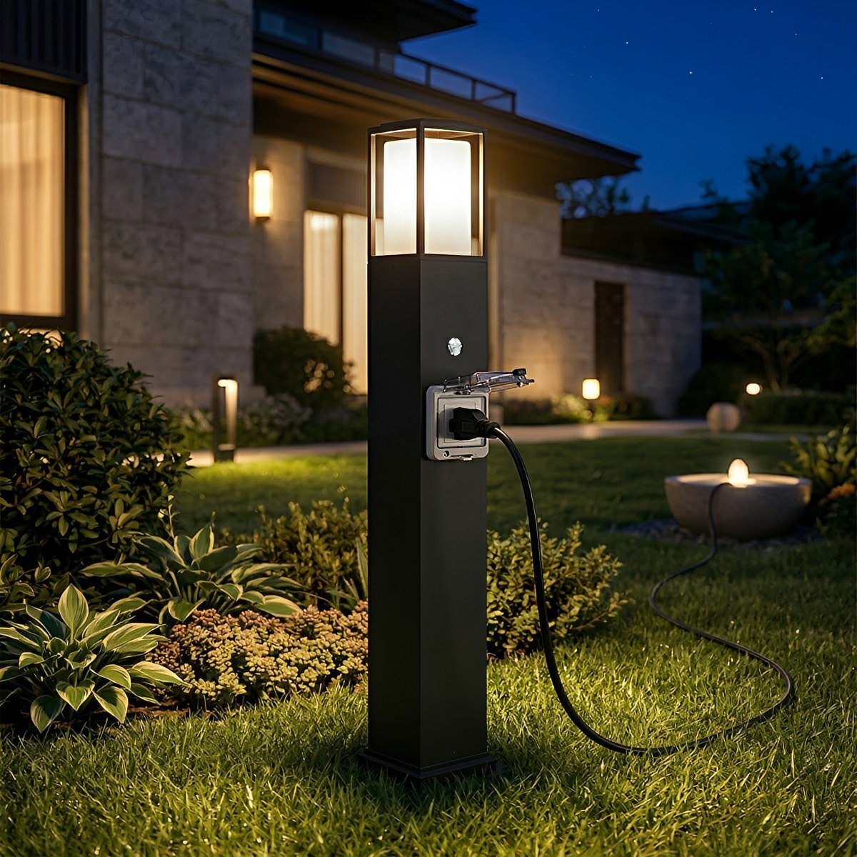 Modern Waterproof Outdoor LED Landscape Path Lights with Power Outlet
