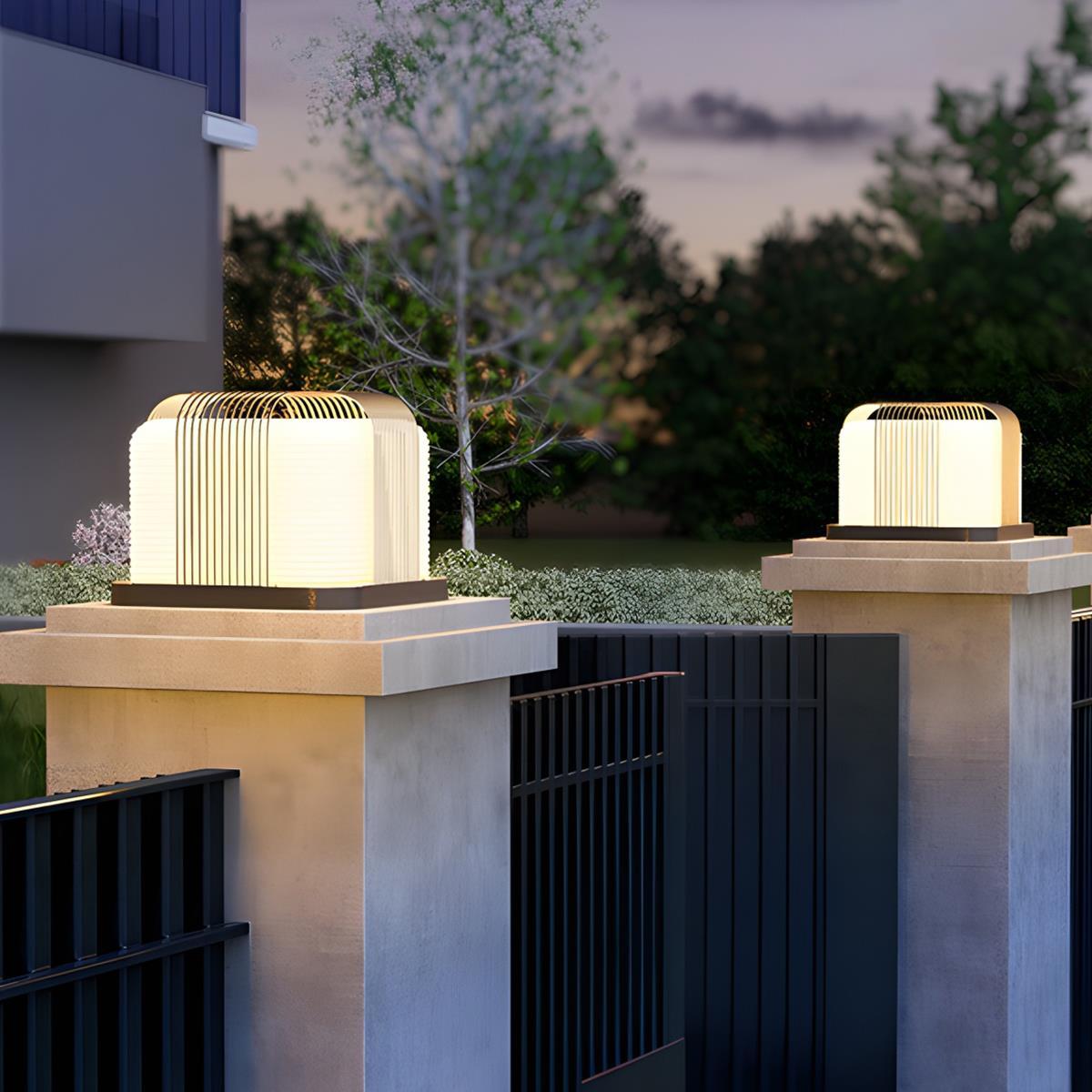 Modern Waterproof Square Steel LED Outdoor Post Lights