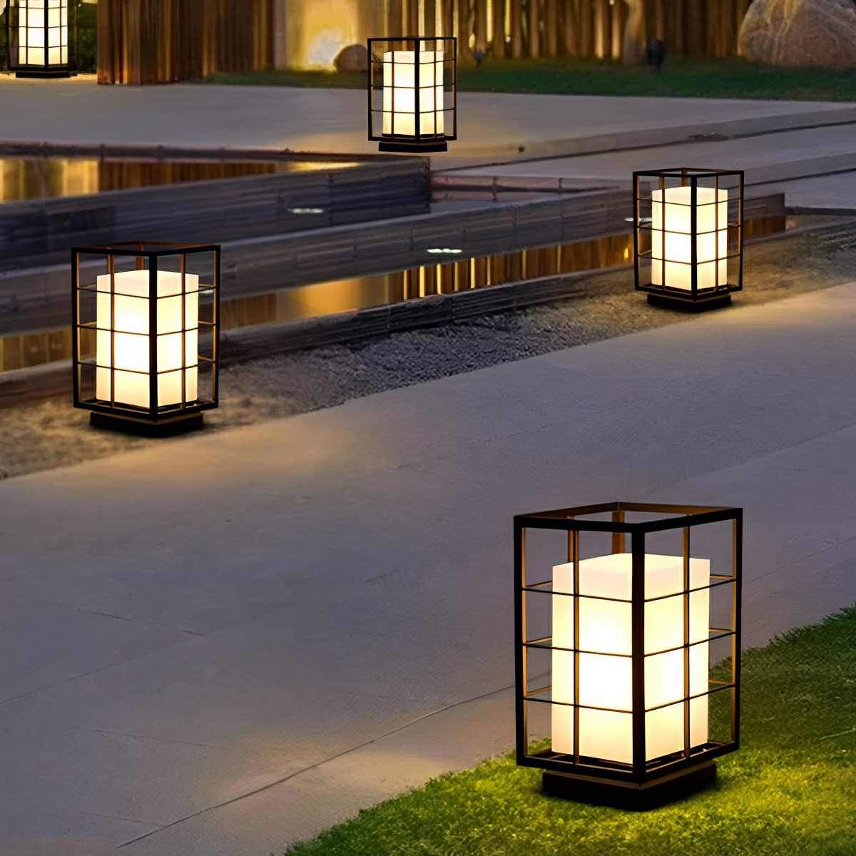 Modern Waterproof Square Lantern LED Outdoor Landscape Lawn Lighting
