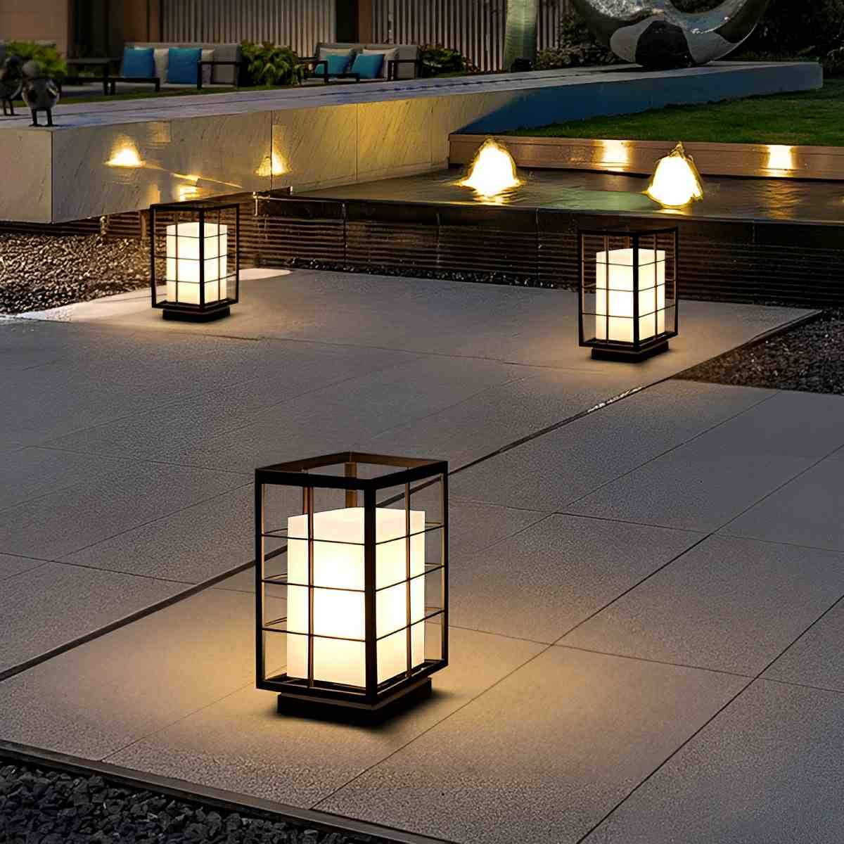 Modern Waterproof Square Lantern LED Outdoor Landscape Lawn Lighting