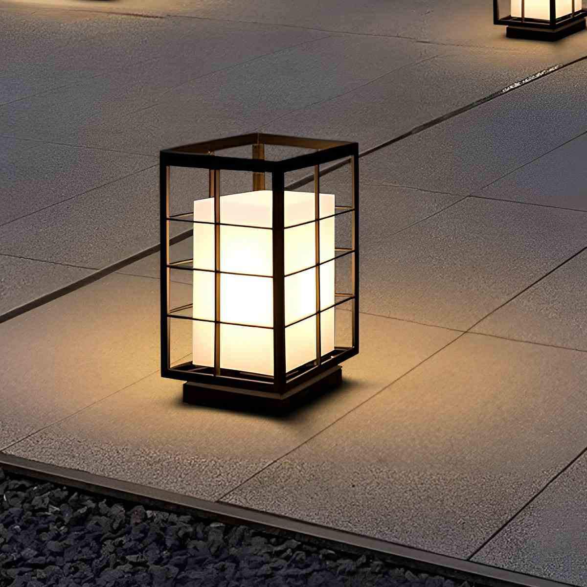 Modern Waterproof Square Lantern LED Outdoor Landscape Lawn Lighting