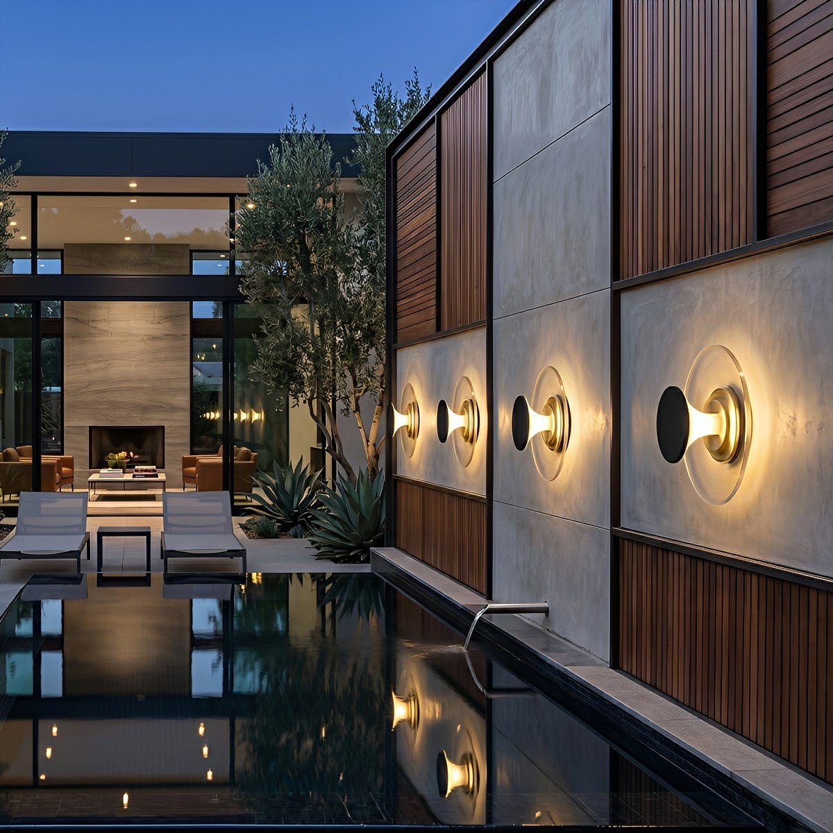 Modern Waterproof Water Fountain LED Outdoor Post Lights
