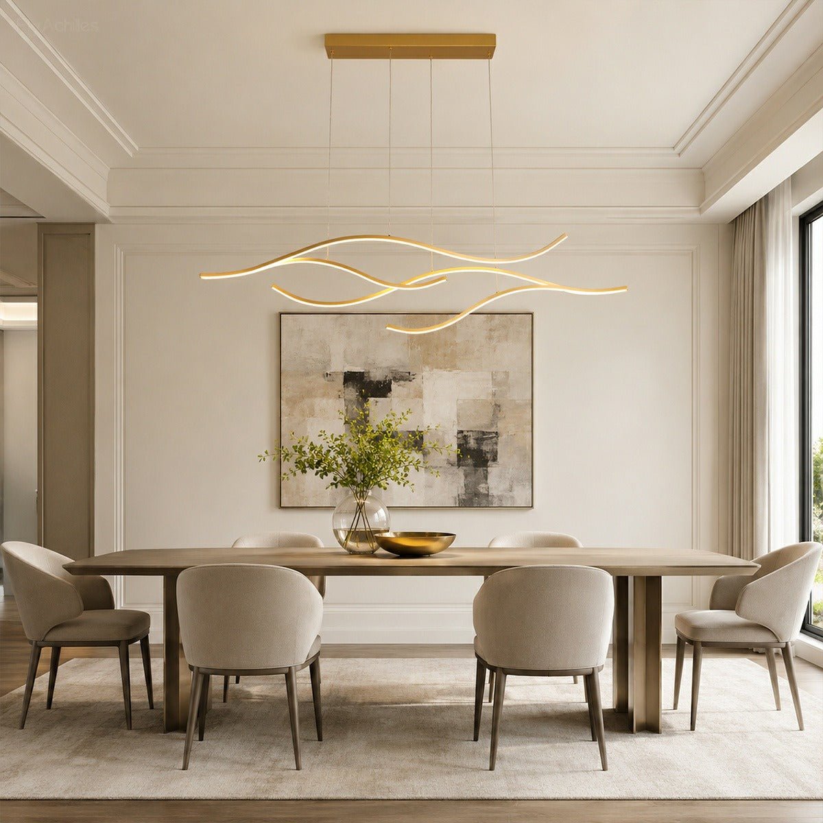Modern Wave LED Linear Pendant Light