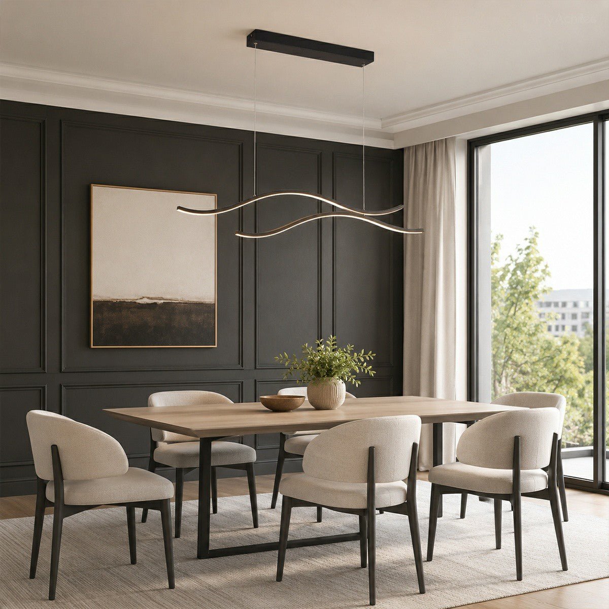 Modern Wave LED Linear Pendant Light