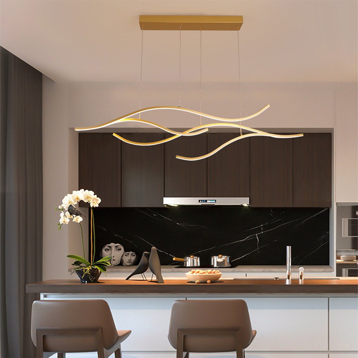 Modern Wave LED Linear Pendant Light