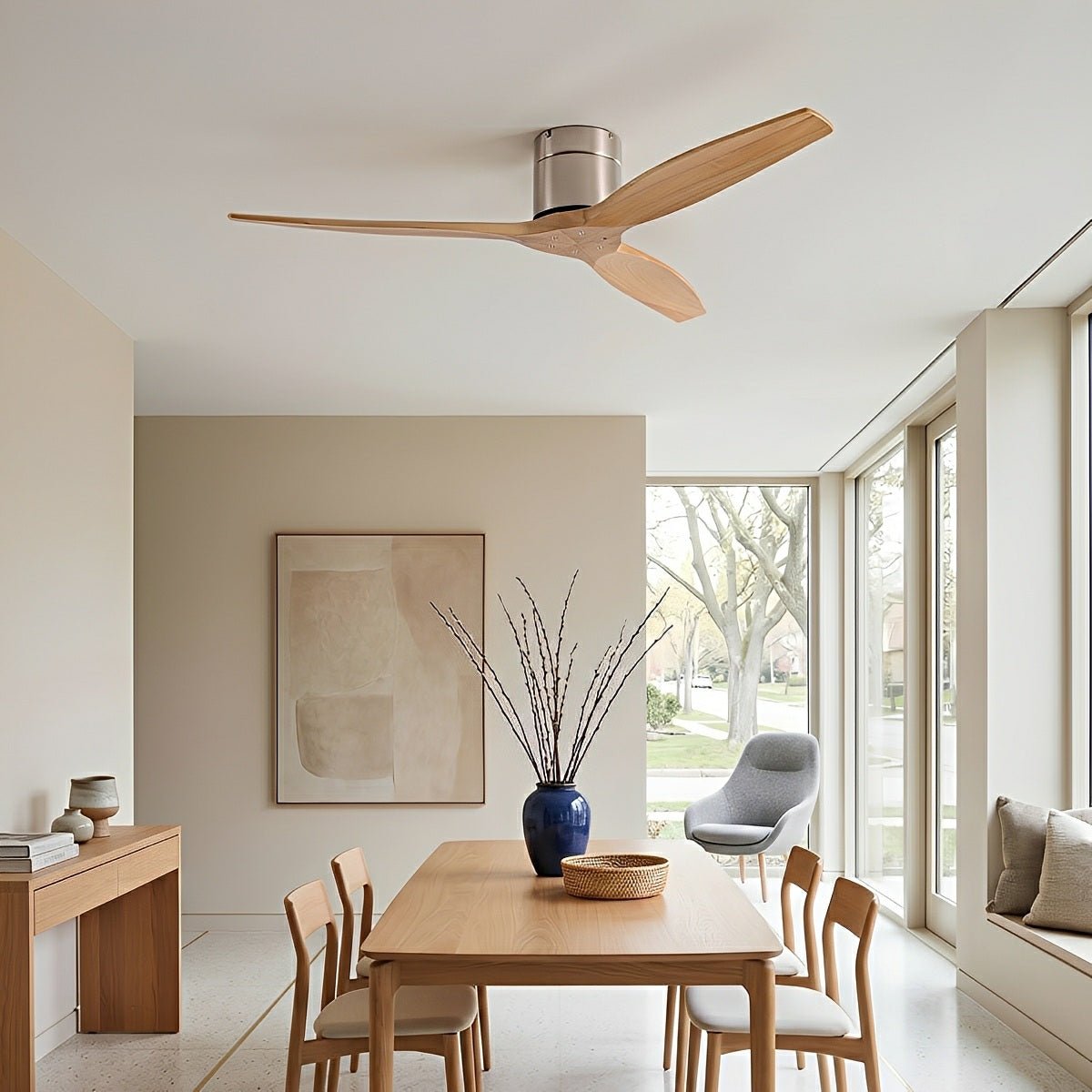 Modern Wing-inspired Wood 3-Blade DC Motor Reverse Ceiling Fan