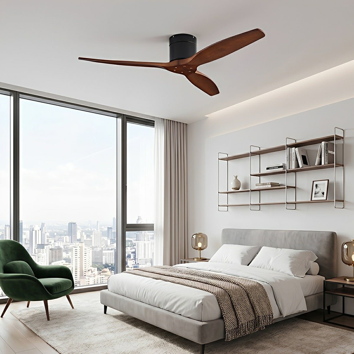 Modern Wing-inspired Wood 3-Blade DC Motor Reverse Ceiling Fan