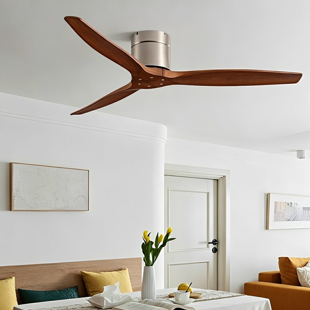 Modern Wing-inspired Wood 3-Blade DC Motor Reverse Ceiling Fan