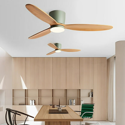 Modern Wood Grain Reverse 6-Speed DC Motor Inverter Ceiling Fan Light