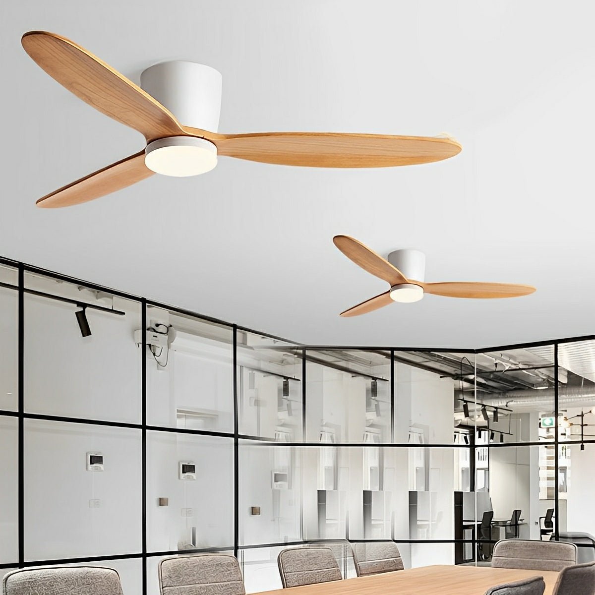 Modern Wood Grain Reverse 6-Speed DC Motor Inverter Ceiling Fan Light