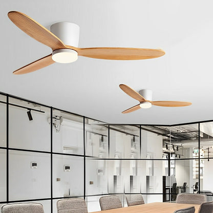 Modern Wood Grain Reverse 6-Speed DC Motor Inverter Ceiling Fan Light