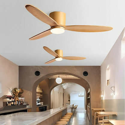 Modern Wood Grain Reverse 6-Speed DC Motor Inverter Ceiling Fan Light