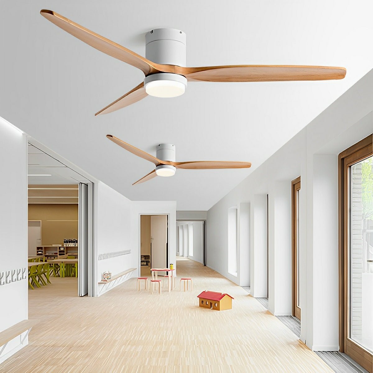 Modern Wood Grain 6-Speed Reverse DC Motor Fan Ceiling Fan Light