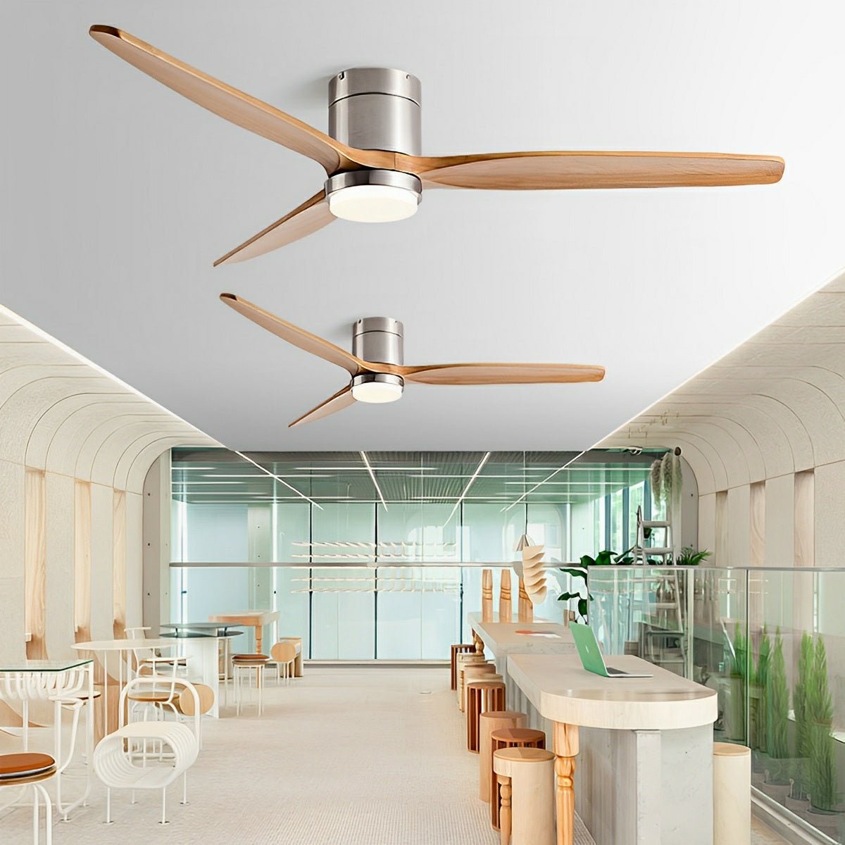 Modern Wood Grain 6-Speed Reverse DC Motor Fan Ceiling Fan Light
