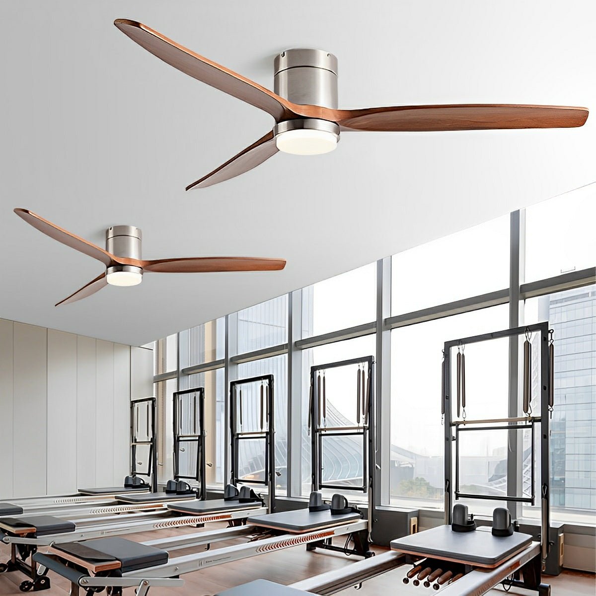Modern Wood Grain 6-Speed Reverse DC Motor Fan Ceiling Fan Light