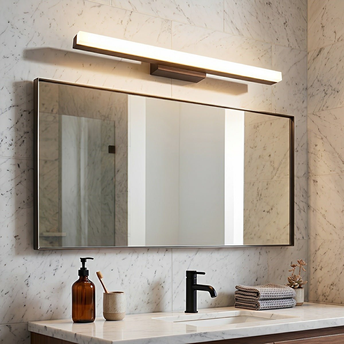 Modern Wood LED Vanity Light Minimalist Bathroom Mirror Wall Sconce