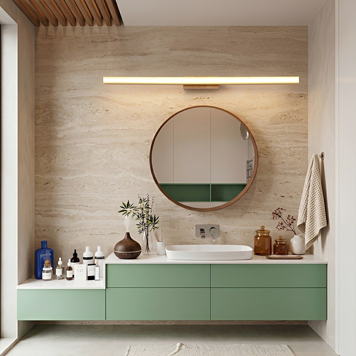 Modern Wood LED Vanity Light Minimalist Bathroom Mirror Wall Sconce