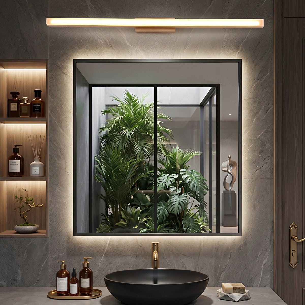 Modern Wood LED Vanity Light Minimalist Bathroom Mirror Wall Sconce