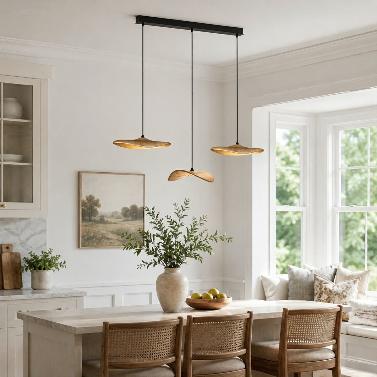 Modern Wood Natural Style Lotus Leaf LED Pendant Light