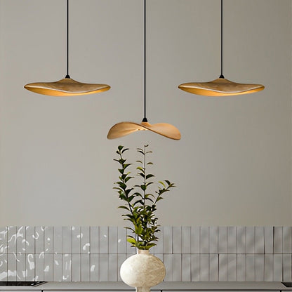 Modern Wood Natural Style Lotus Leaf LED Pendant Light