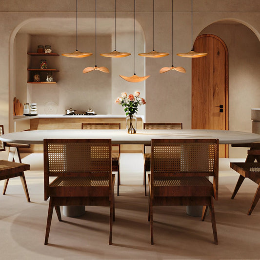 Modern Wood Natural Style Lotus Leaf LED Pendant Light