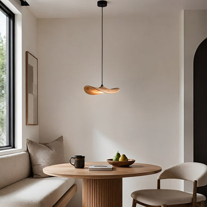 Modern Wood Natural Style Lotus Leaf LED Pendant Light