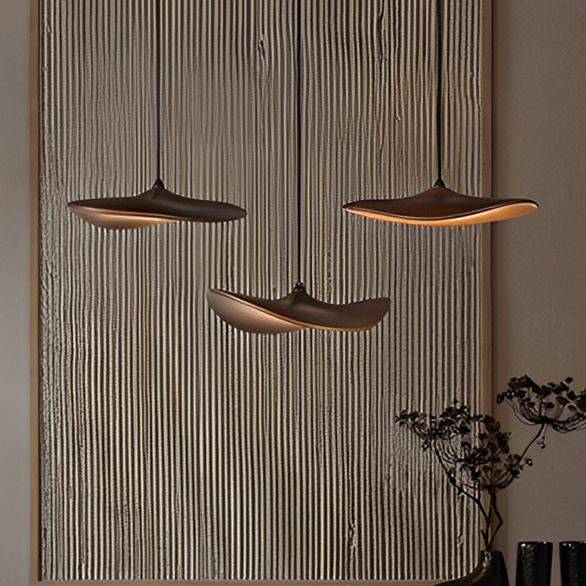 Modern Wood Natural Style Lotus Leaf LED Pendant Light