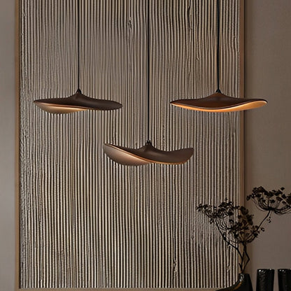 Modern Wood Natural Style Lotus Leaf LED Pendant Light