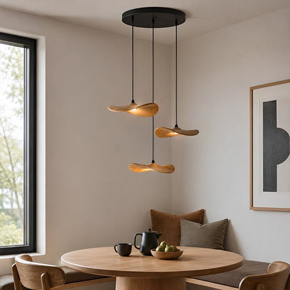 Modern Wood Natural Style Lotus Leaf LED Pendant Light