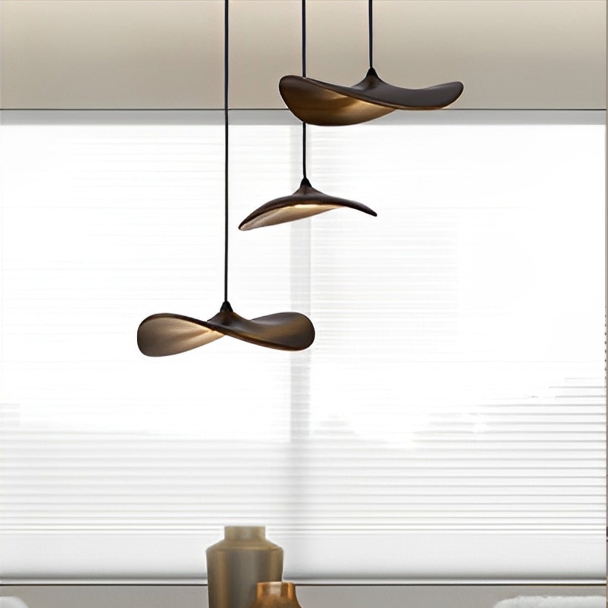 Modern Wood Natural Style Lotus Leaf LED Pendant Light