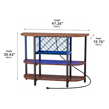 Multi-Tier Home Bar Cabinet Wine Storage with LED Lights