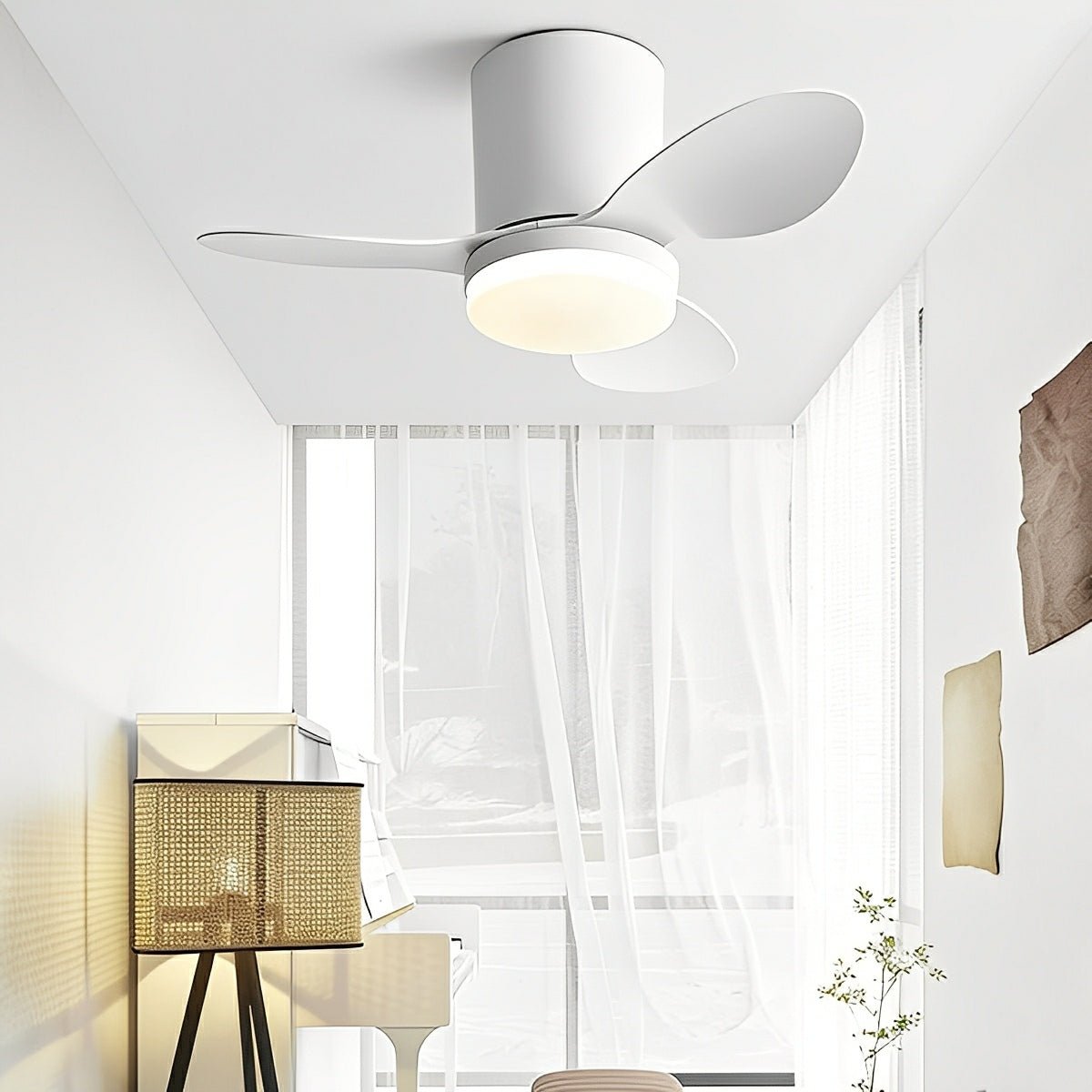 Nordic Modern Minimalist DC Motor Reverse LED Ceiling Fan Light