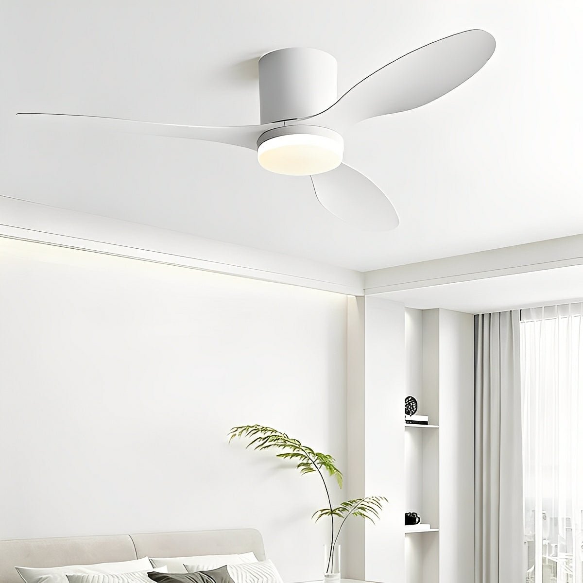 Nordic Modern Minimalist DC Motor Reverse LED Ceiling Fan Light
