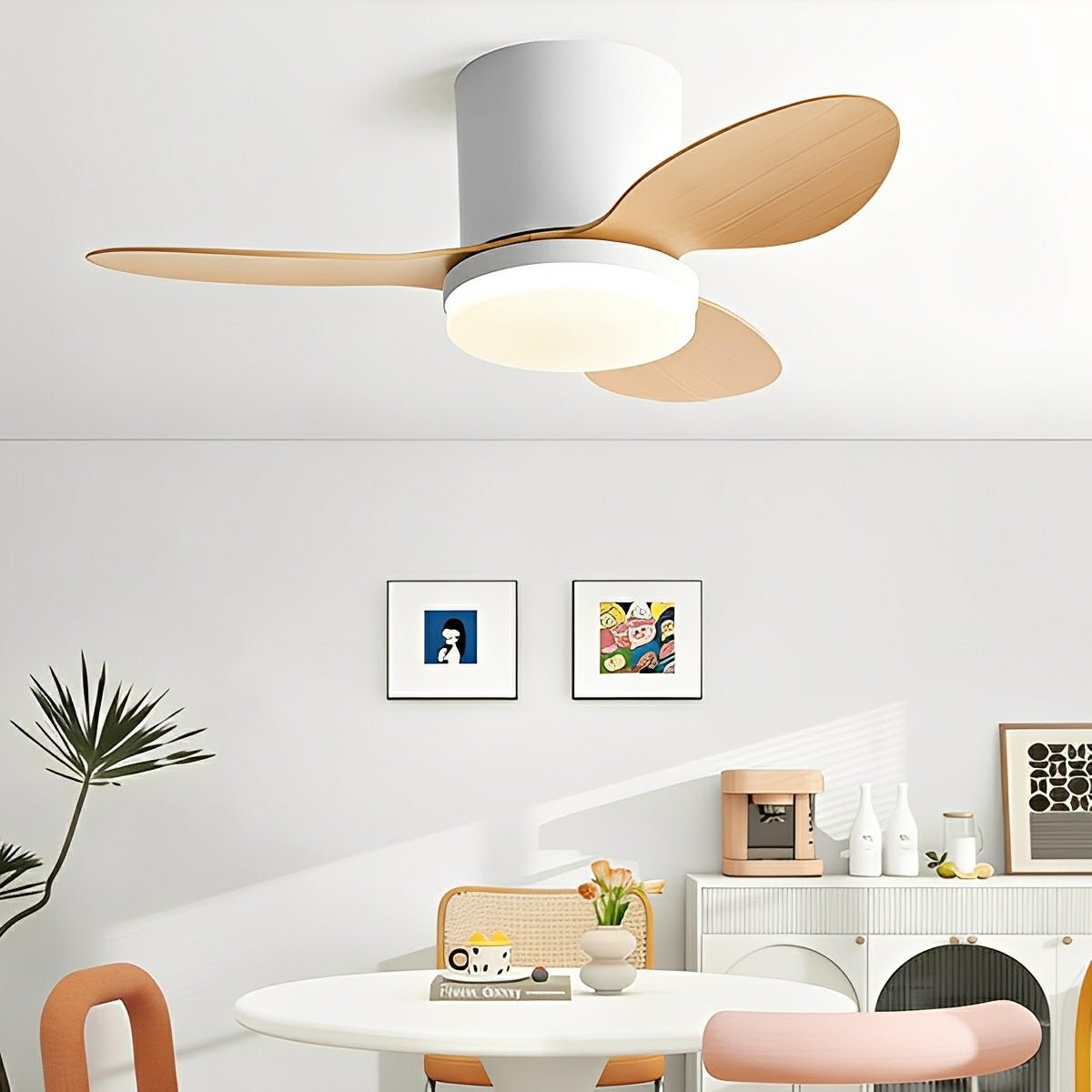Nordic Modern Minimalist DC Motor Reverse LED Ceiling Fan Light