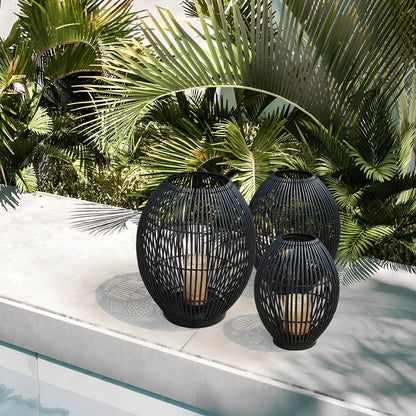 Outdoor Black Handmade LED Candle Lantern Floor Lamp