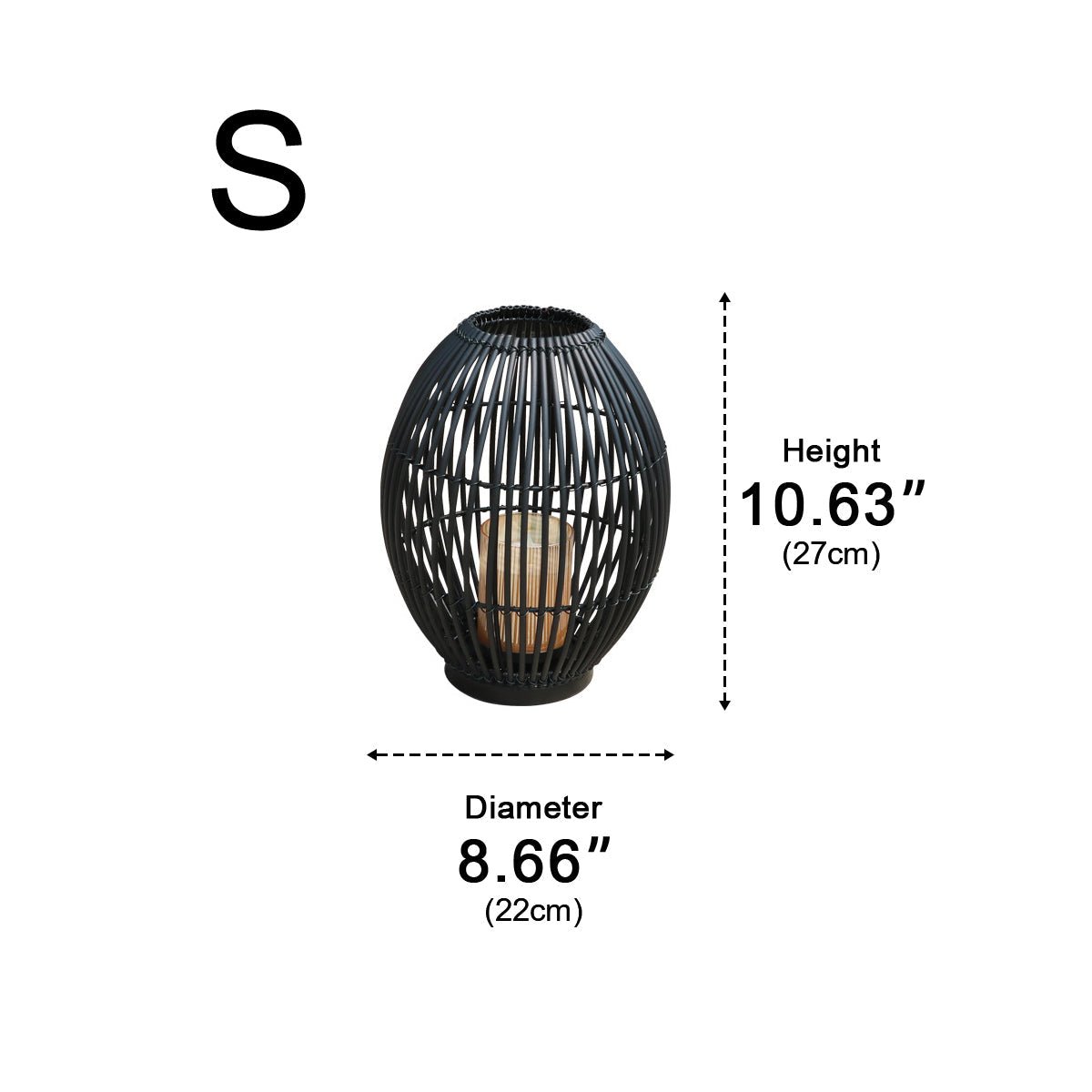 Outdoor Black Handmade LED Candle Lantern Floor Lamp