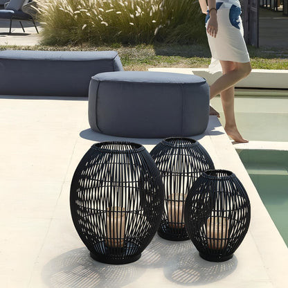 Outdoor Black Handmade LED Candle Lantern Floor Lamp