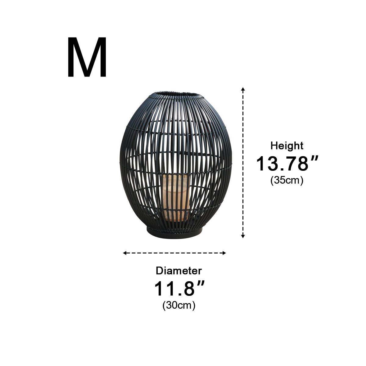 Outdoor Black Handmade LED Candle Lantern Floor Lamp