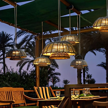 Outdoor Waterproof Hanging Lights Rattan Courtyard Patio Landscape Lamp
