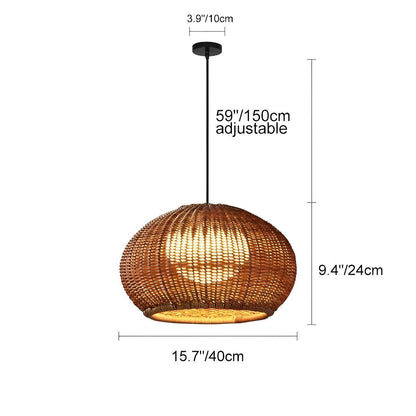 Rustic Woven Boho Rattan Pendant Light Lanterns