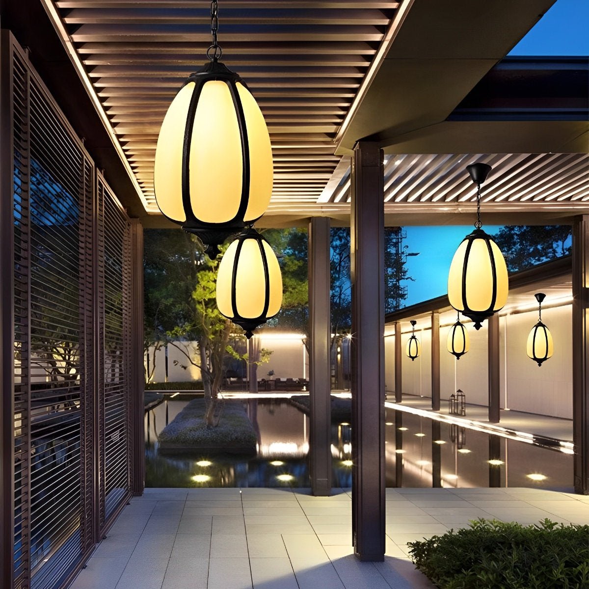 Outdoor Waterproof Pumpkin Pendant Lights Garden Lantern Lamp
